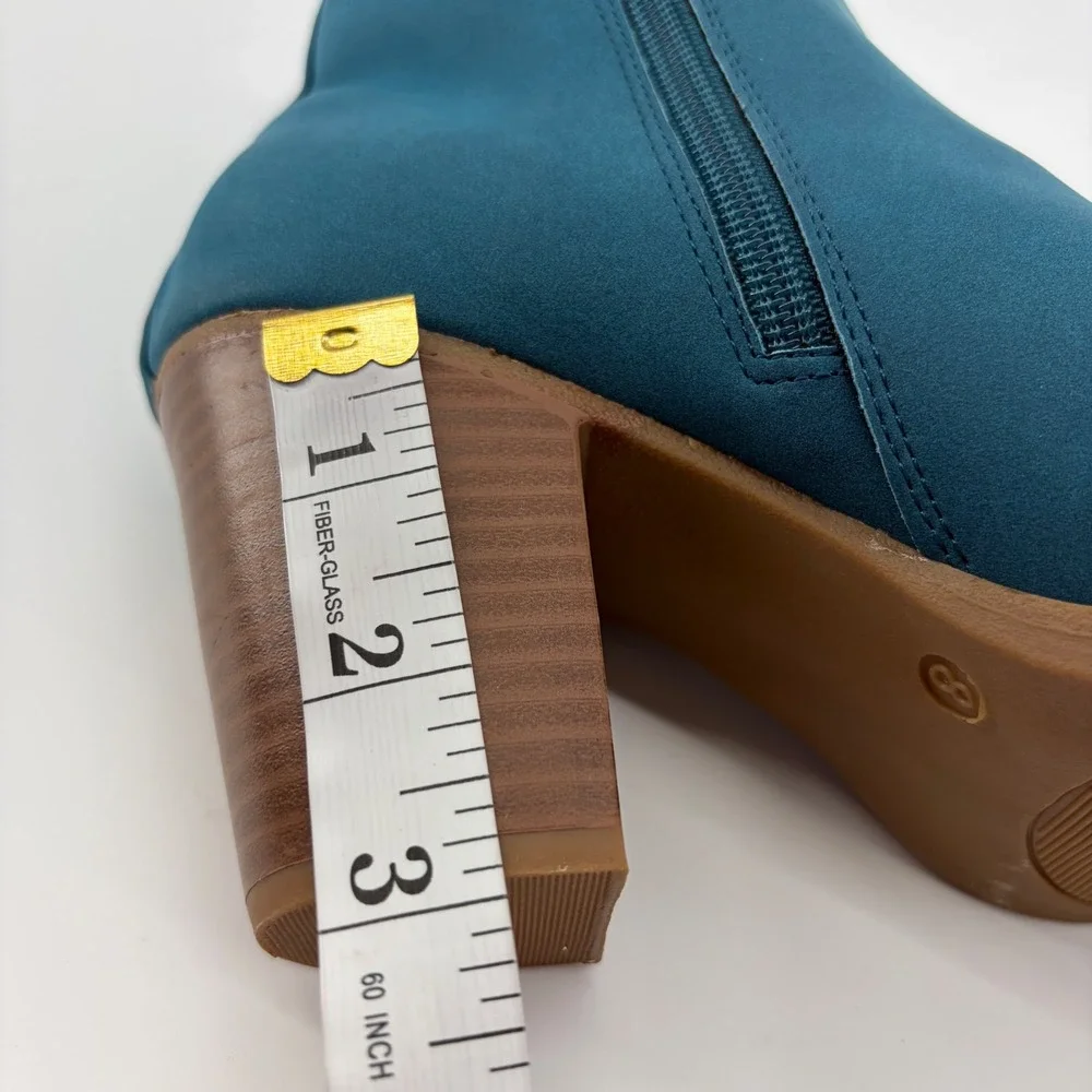 Serra‎ Teal Blue Suede Chelsea Block Heel Ankle Boots Size 8 - Picture 8 of 8